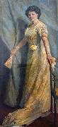 Max Slevogt Dame in gelbem Kleid mit gelber Rose oil painting on canvas